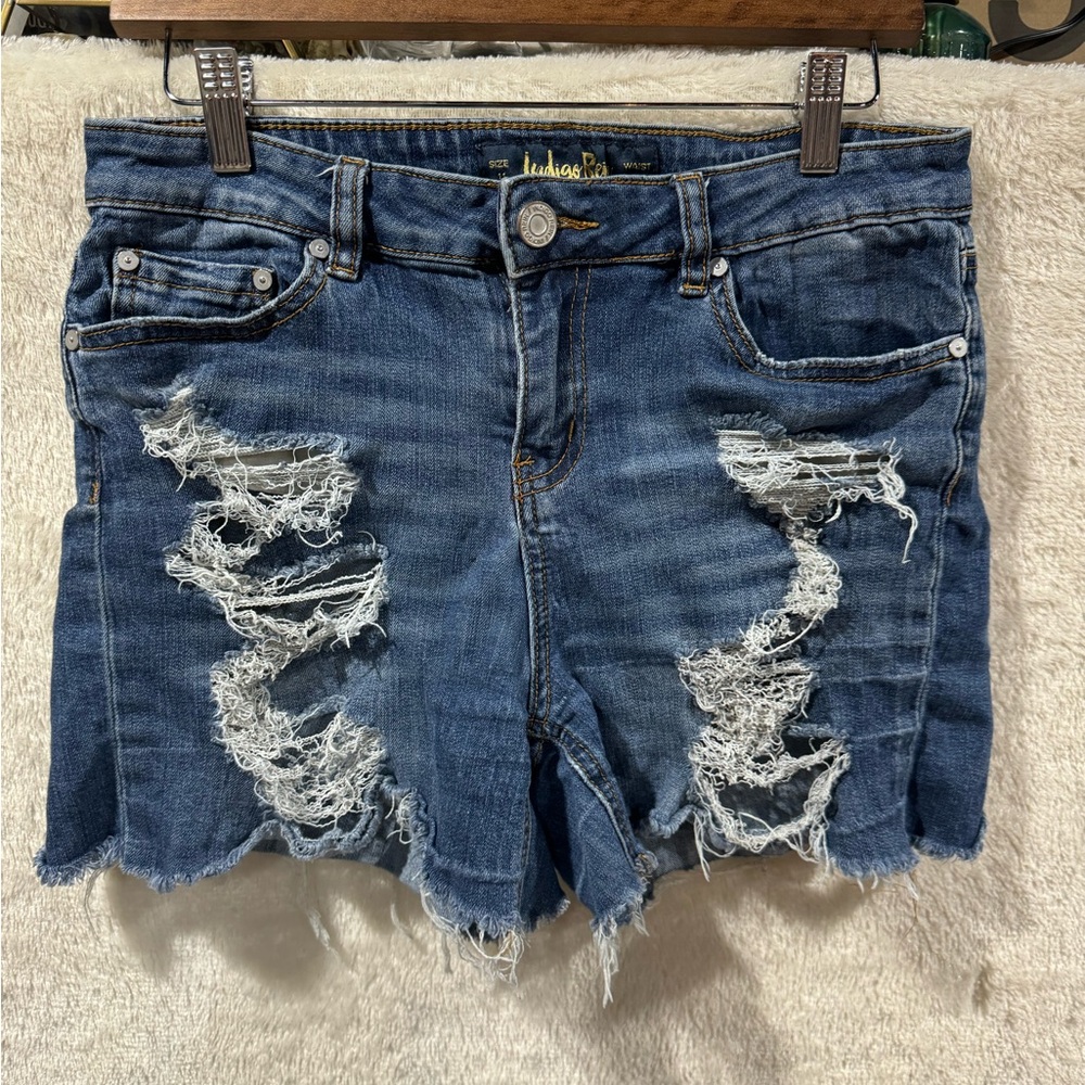 Distressed Denim Shorts